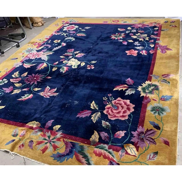 Art Deco 1920s Handmade Antique Art Deco Chinese Rug For Sale - Image 3 of 7