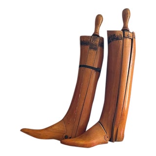 Vintage Wood English Riding Boot Trees Handmade Henry Maxwell, London For Sale