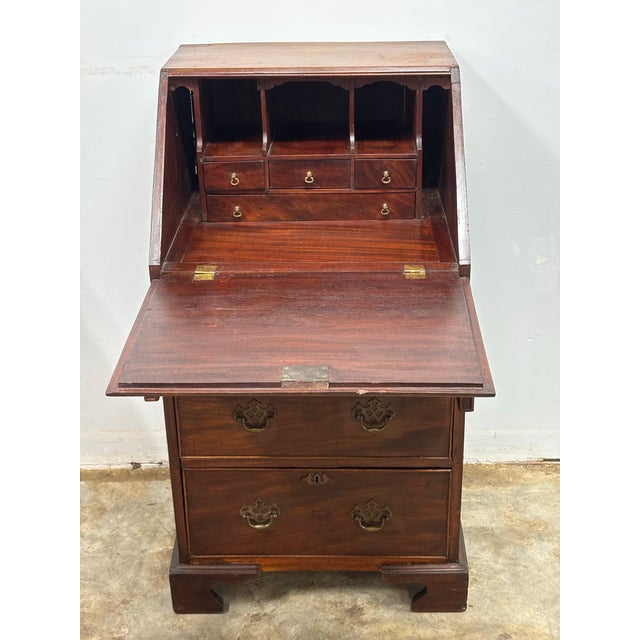 18th Century Antique English Georgian Mahogany Slant Front Bureau Desk For Sale - Image 5 of 12