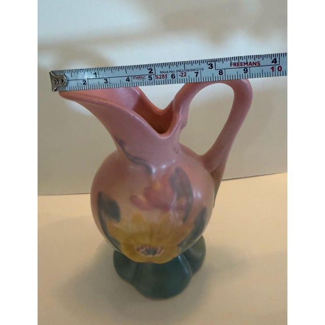 1940s Vintage Hull Art Pottery Magnolia Matte Pink and Blue Ewer Pitcher #14 For Sale - Image 5 of 5