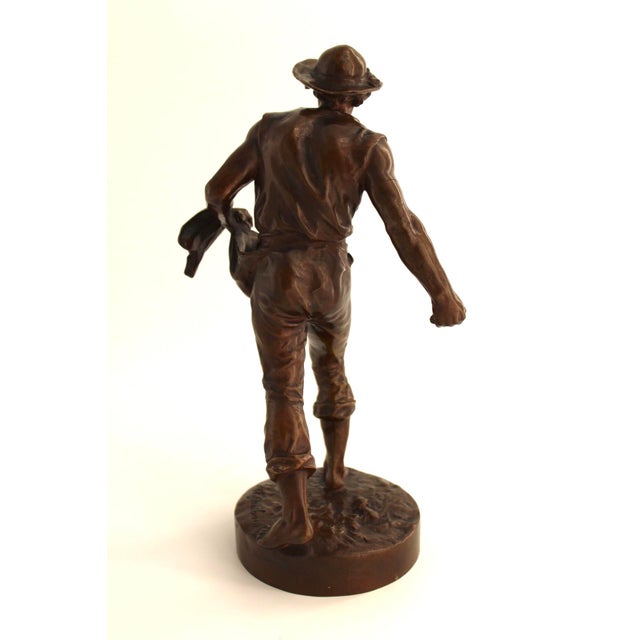 Antique French Bronze Sculpture, the Sower by Jean Gautherin, 13.25" Tall For Sale In Dallas - Image 6 of 8