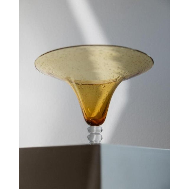 Vintage Italian Orange Bubble Murano Glass Footed Bowl with Ball Stem, 1980s For Sale - Image 9 of 13
