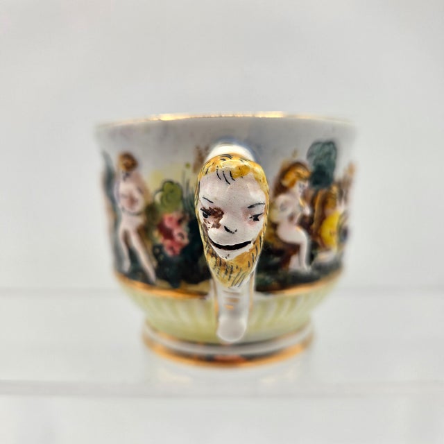Rococo Mid 20th Century Italian Rococo Revival R. Capodimonte Porcelain Demitasse Tea Set of 5 - 10 pcs For Sale - Image 3 of 9