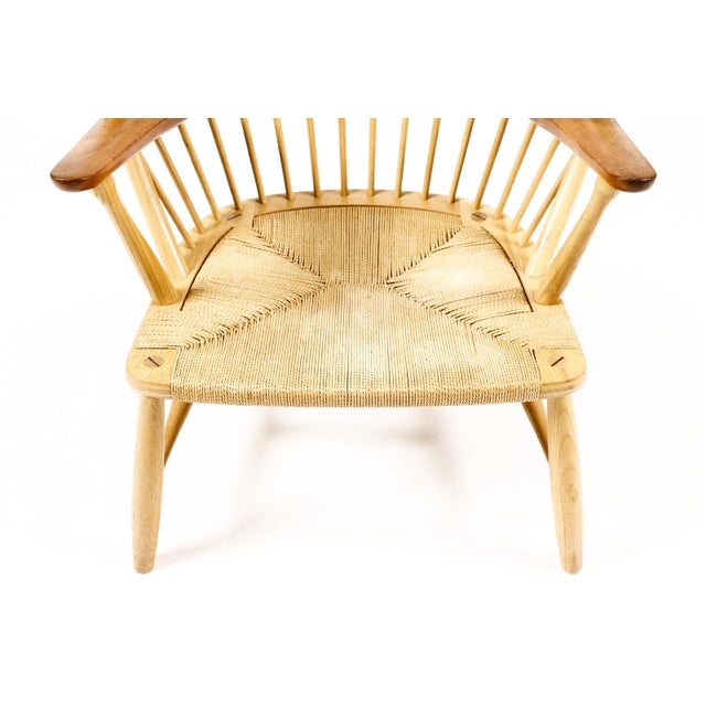 1960s Danish Modern Mid Century Peacock Lounge Armchair– Hans Wegner for Johannes Hansen — Ash + Teak For Sale - Image 10 of 12