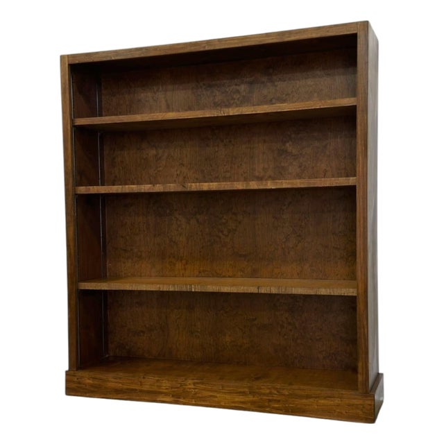 Vintage Mid Century Modern Stained Wood Adjustable Book Shelf. For Sale