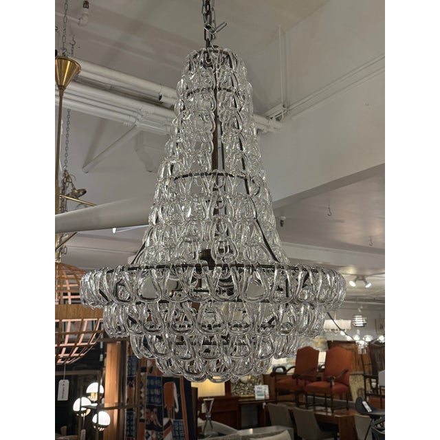 Design Plus Gallery presents a Custom Minigiogali SP Cla UL Chandelier by Angelo Mangiarotti for Vistosi. The suspension...