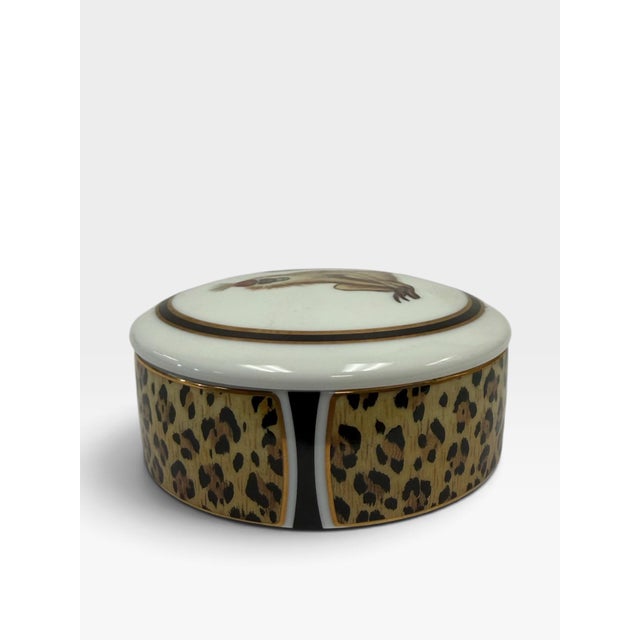 Late 20th Century Vintage 1994 Lynn Chase "Amazonian Jaguar" Porcelain Trinket Box – 24k Gold Trim For Sale - Image 5 of 7