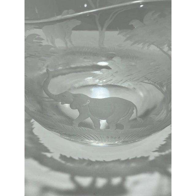 1980s “Big 5” Queen Lace Crystal African Safari Bowl For Sale - Image 4 of 12