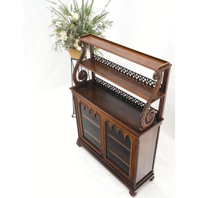 Antique 19th Century English Regency Carved Rosewood Tiered Sideboard For Sale - Image 11 of 12