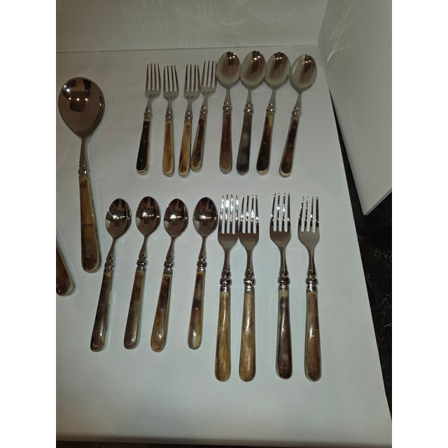 New 22 Piece Set of Bone and Stainless Flatware From Restoration Hardware For Sale - Image 10 of 11