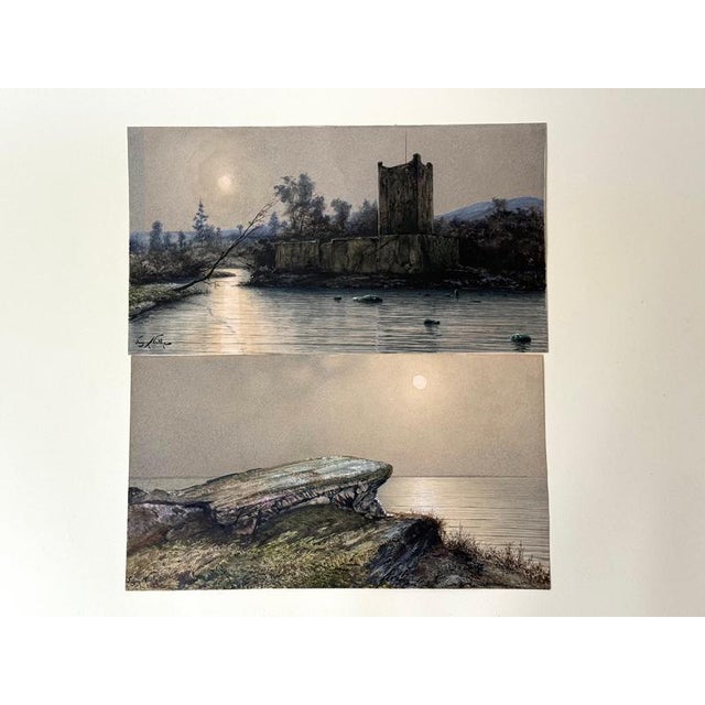 Eugen Niethe, Scottish Landscape, Threave Castle, 1900, Watercolor, Set of 2 For Sale - Image 11 of 17