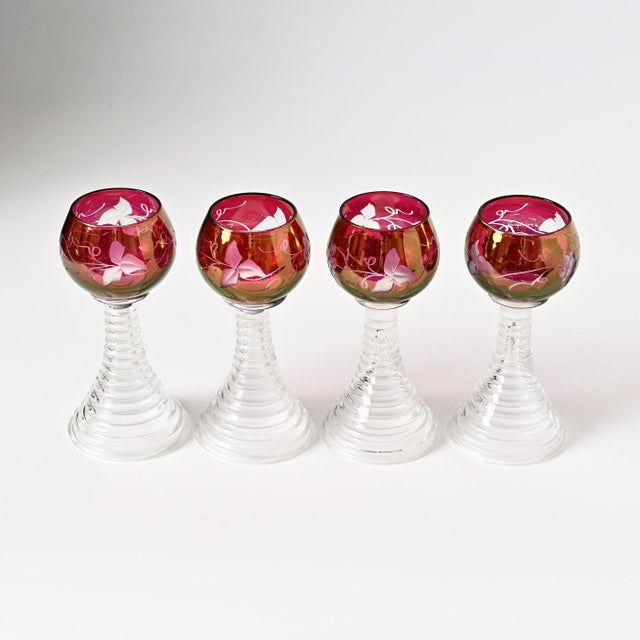 Antique Swedish Römer Glasses from Reijmyre, 1890s, Set of 4 For Sale - Image 3 of 7