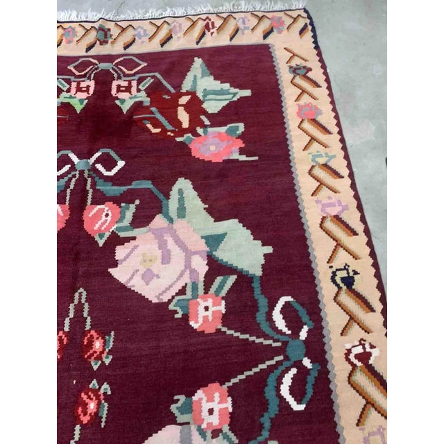 1960s Handmade Antique Romanian Bessarabian Kilim 6.8' X 10' For Sale - Image 9 of 13
