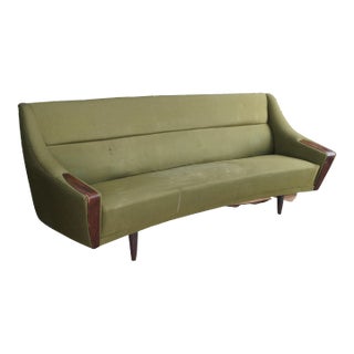 Mid Century Modern Danish Kai Kristiansen Teak Bowfront Sofa For Sale