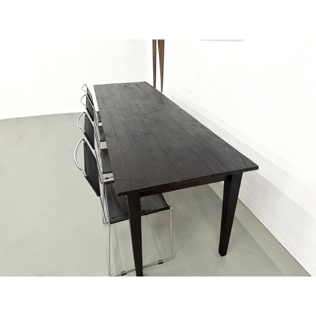 Large Farmhouse Shou Sugi Ban Table in Burnt Wood, 1950s For Sale - Image 6 of 18