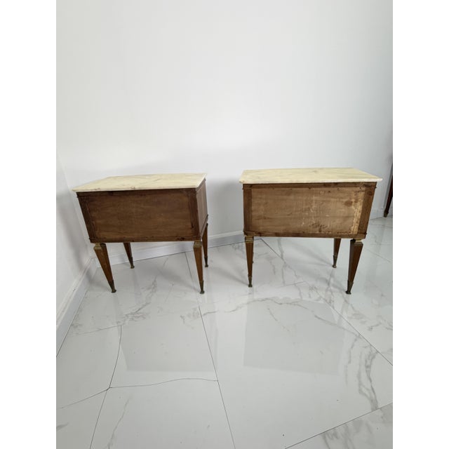 Mid-Century Nightstands with Marble Tops and Brass Details, 1950s, Set of 2 For Sale - Image 17 of 18