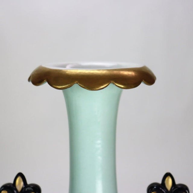 Pair Large Hand Painted & Gilt Old Paris Porcelain Egyptian Revival Vases C1880 For Sale - Image 6 of 10