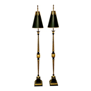 1980s Vintage Boho Hollywood Regency Leopard John-Richard Floor Lamps - A Pair For Sale