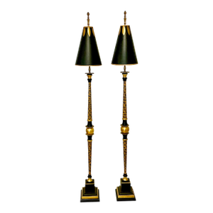 1980s Vintage Boho Hollywood Regency Leopard John-Richard Floor Lamps - A Pair.