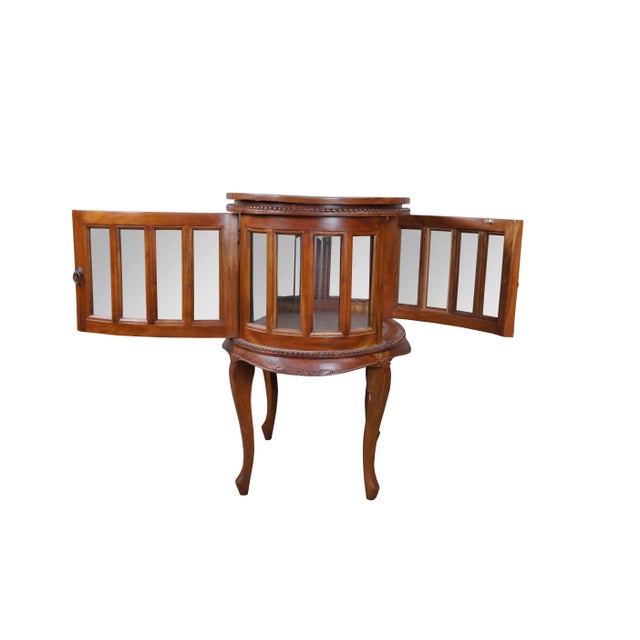 Georgian style Chocolate / Tea table or vitrine cabinet, circa last quarter 20th century. Features an oval frame and tray...