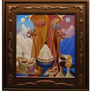 "Winter Dessert" Contemporary Surrealist Style Still Life Oil Painting by Anton Arkhipov, Framed For Sale