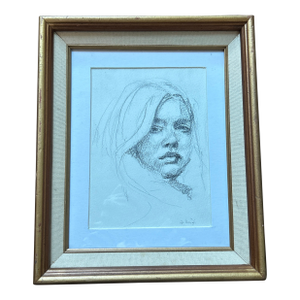 Contemporary Original Female Portrait Charcoal Drawing by Anna Heigh “Girl”