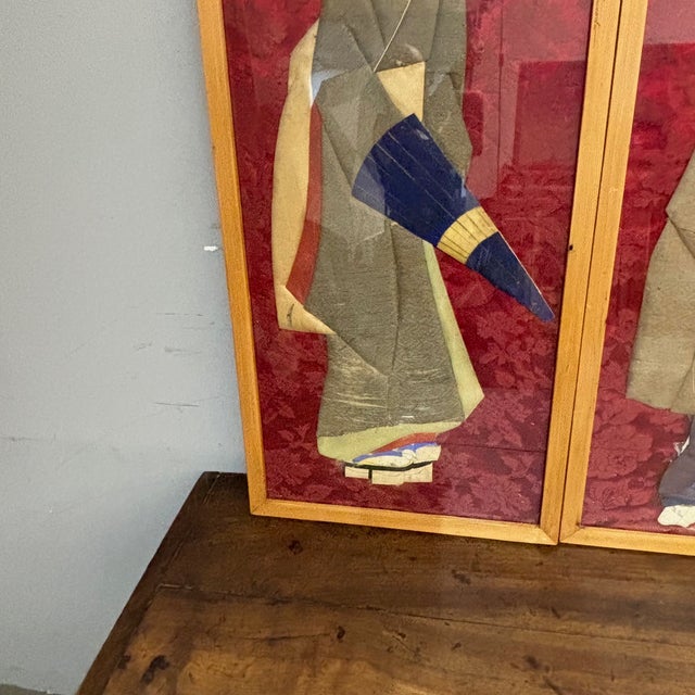 Japanese Artist, Characters Wearing Clothes, Early 1900s, Paintings on Panel, Set of 2 For Sale - Image 4 of 8