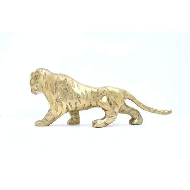 Vintage Brass Tiger Figurine For Sale - Image 4 of 11