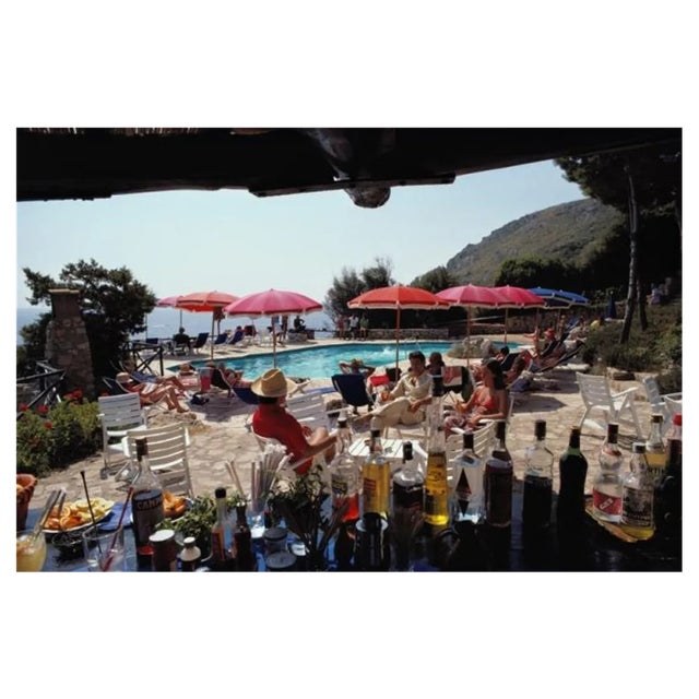 Slim Aarons, Poolside Bar, Estate Stamped Photographic Print, 1980 / 2020s For Sale