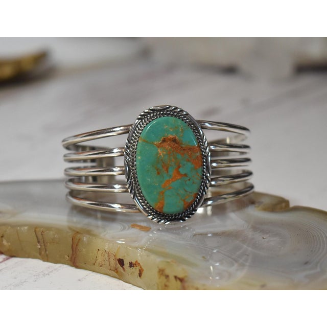 Vintage Native American Navajo Begay Sterling Silver Turquoise Cuff Bracelet Stunning piece of American Turquoise in this...