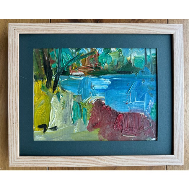Green 2018 Oil Abstract Expressionist Riverbed, Framed For Sale - Image 8 of 8