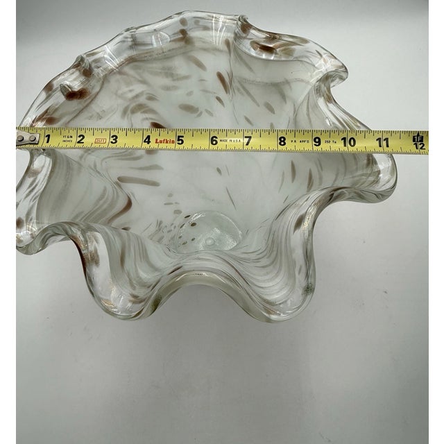 Vintage MCM Murano Style White and Gold Art Glass Large Vase For Sale In Dallas - Image 6 of 7