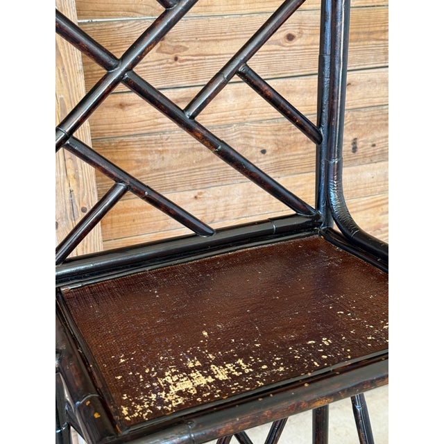 2010s Black Tortoise Faux Bamboo Chippendale Style Étagère Hall Tree With Mirror Panel For Sale - Image 5 of 12