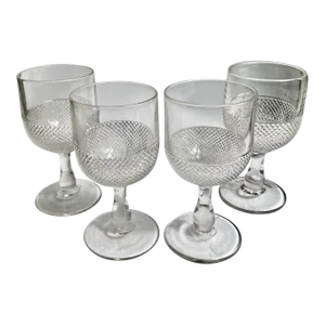 Circa 1900 Eapg Stemmed "Dew Drop" Glasses- Set of 4