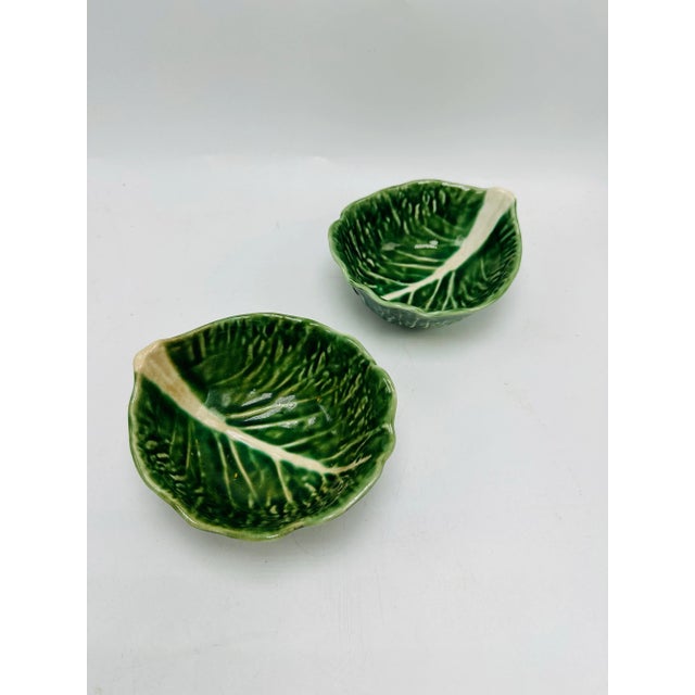 Coastal Secla Cabbage Leaf Bowls, a Pair For Sale - Image 3 of 6