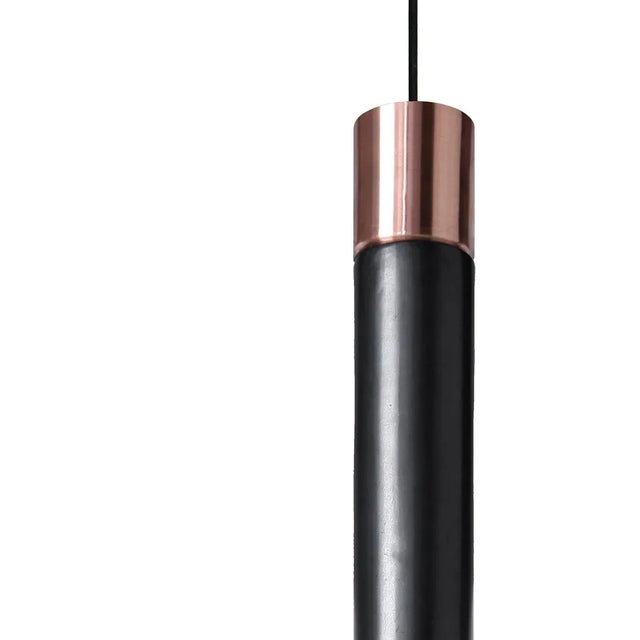 Minimal' Ceramic Pendant Light by David Pompa for Kdln in Black and Copper For Sale In Los Angeles - Image 6 of 11