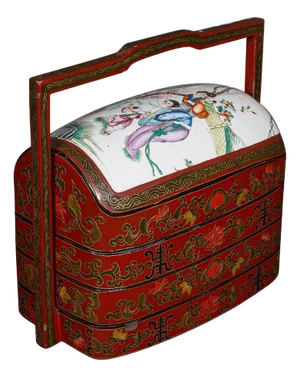 Vintage Dowry Chest, Oriental, Nesting Box, Ceramic, Art Deco, Storage, c.1930