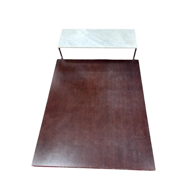 Unmarked believed to be in the style of Antonio Citterio coffee table with marble side is a stylish and elegant piece of...
