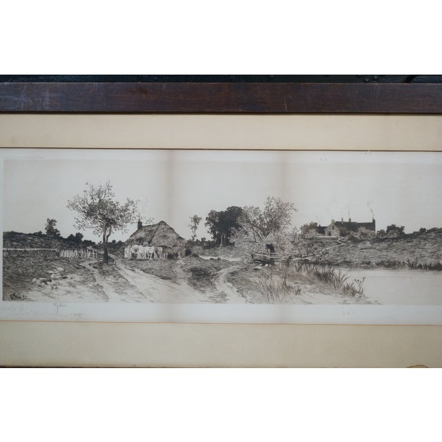 Antique Ernest C Rost Country Farmhouse Panoramic Landscape Etching 31" For Sale - Image 4 of 13