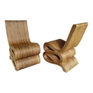 Frank Gehry Design Pencil Reed Rattan Wiggle Chair - a Pair For Sale