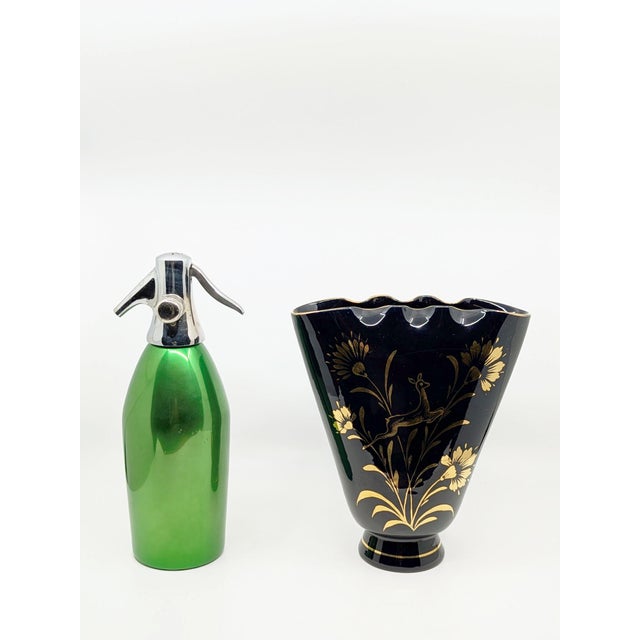 Vintage Italian Gold and Black Vase by Saca, 1940s For Sale - Image 9 of 11