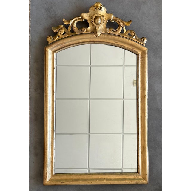 French 19th Century Vertical Gold Gilt Mirror with Floral crest For Sale - Image 16 of 18