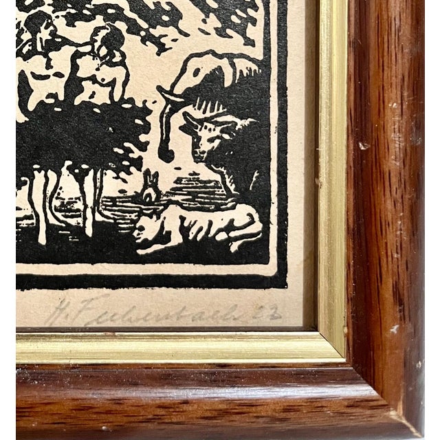 Printmaking Materials Hermann Israel Fechenbach, Rare 1922 German Jewish Judaica Zion Woodcut Woodblock Print Hermann Fechenbach, 1922 For Sale - Image 7 of 8