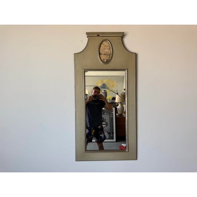 Neoclassical 1960s Vintage Italian Hand-Painted Neoclassical Wall Mirror For Sale - Image 3 of 12