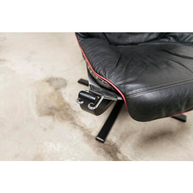 Black Set of Vintage Lounge Chair and Ottoman by Sigurd Ressell for Poltrona Frau, Italy, 1980s For Sale - Image 8 of 18