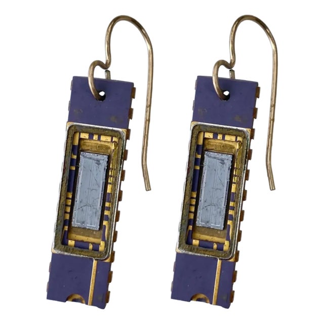Artist-Made Computer Chip Earrings For Sale