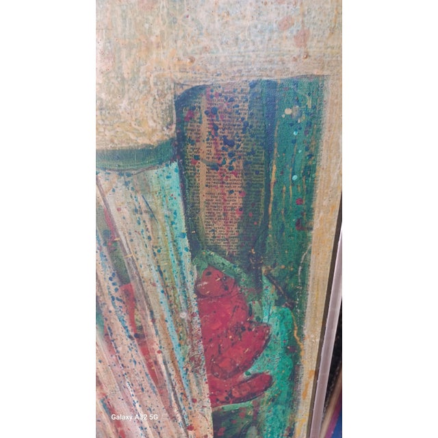 Expressionism Vintage Expressionist Framed Oil Painting on Canvas of Man With Accordion For Sale - Image 3 of 5