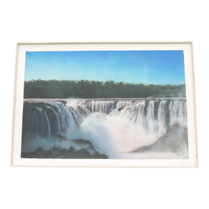 1989 Sharon Frazier Foz Do Iguacu, Brazil Waterfalls Pastel Painting One-of-a-Kind