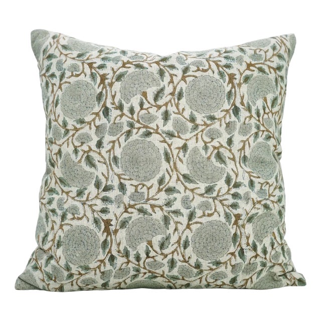 Fabdivine Handcrafted Block Print Cushion Cover 20x20 Inch Viscose Linen-Karwachauth For Sale