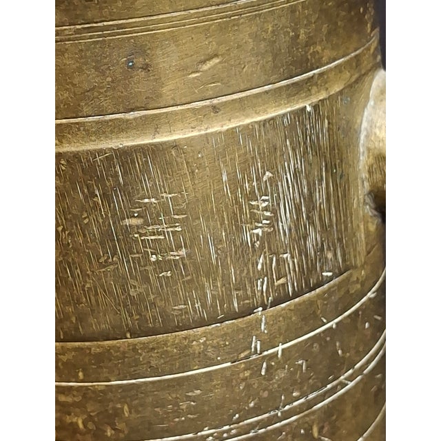 Metal Antique Judaica Brass Mortar and Pestle Set Heavy 7.5lb Heavy Cast Found J. Greenstein Provenance For Sale - Image 7 of 18